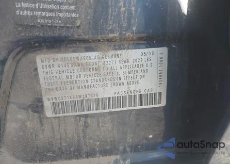 2006 Volkswagen Rabbit 4-Door из США, поврежденный, VIN WVWCS71K56W197396